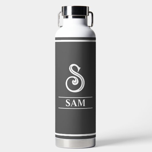 Dunkelgrau monogrammiert trinkflasche (Vorderseite)