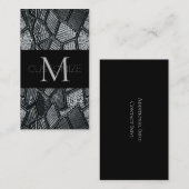 Dunkelgrau-Mosaikglas-Monogramm-Visitenkarte 2 Visitenkarte (Vorne/Hinten)