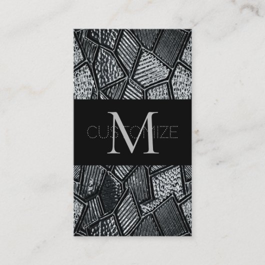 Dunkelgrau-Mosaikglas-Monogramm-Visitenkarte 2 Visitenkarte (Vorderseite)