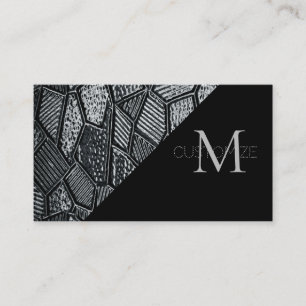 Dunkelgrau-Mosaikglas-Monogramm-Visitenkarte 3 Visitenkarte