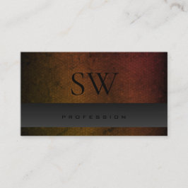 Dunkelgrau Orangenfarben Muster mit Monogramm Visitenkarte