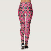 Dunkelgrau Pink Blue Funky Deko Pattern Gym Yoga Leggings (Rückseite)