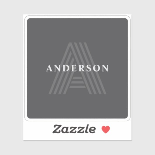Dunkelgrau Retro Moderner Mit Monogramm Name Aufkleber (Blatt)