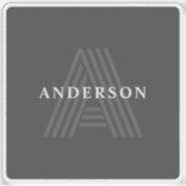 Dunkelgrau Retro Moderner Mit Monogramm Name Aufkleber (Vorderseite)