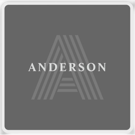 Dunkelgrau Retro Moderner Mit Monogramm Name Aufkleber (Vorderseite)