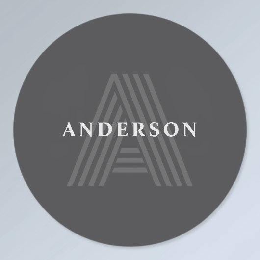 Dunkelgrau Retro Moderner Mit Monogramm Name Etiketten