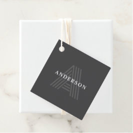 Dunkelgrau Retro Moderner Mit Monogramm Name Geschenkanhänger