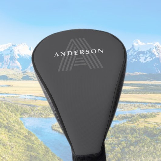 Dunkelgrau Retro Moderner Mit Monogramm Name Golf Headcover