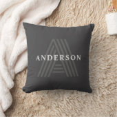 Dunkelgrau Retro Moderner Mit Monogramm Name Kissen (Decke)
