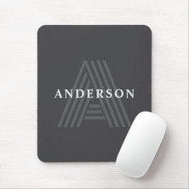 Dunkelgrau Retro Moderner Mit Monogramm Name Mousepad