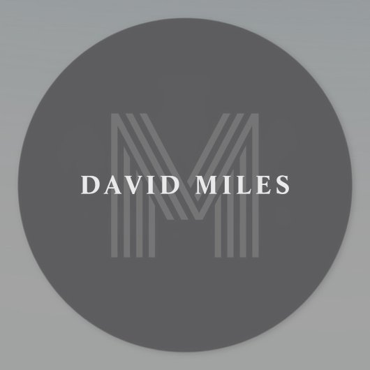 Dunkelgrau Retro Moderner Mit Monogramm Name Runder Aufkleber