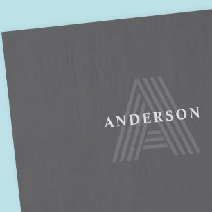 Dunkelgrau Retro Moderner Mit Monogramm Name Seidenpapier