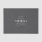 Dunkelgrau Retro Moderner Mit Monogramm Name Seidenpapier (Vorderseite)