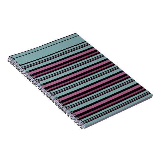 Dunkelgrau-rosa gestreiftes Muster Notizblock (Rechte Seite)