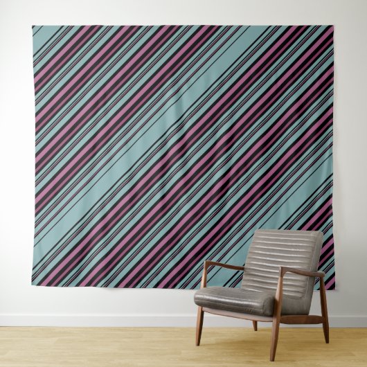 Dunkelgrau-rosa gestreiftes Muster Wandteppich (Beispiel (Horizontal))