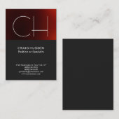Dunkelgrau-rote Monogram-Berufliche Visitenkarte (Vorne/Hinten)