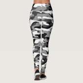 Dunkelgrau-Schwarz-Weiß-Camouflage-Muster Leggings (Rückseite)