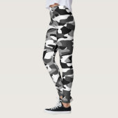 Dunkelgrau-Schwarz-Weiß-Camouflage-Muster Leggings (Links)