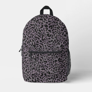 Dunkelgrau und gedämpfter Anthrazit-Leopardenprint Bedruckter Rucksack
