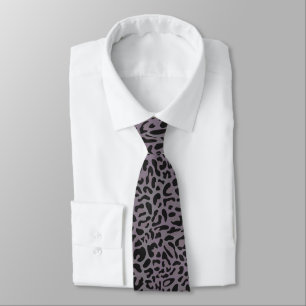 Dunkelgrau und gedämpfter Kohle-Leopardenprint Krawatte