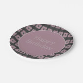 Dunkelgrau und Pflaumenblüte Pappteller (Schrägansicht)