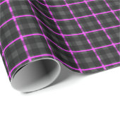 Dunkelgrau und rosa Tartan Geschenkpapier (Rolleneckpunkt)