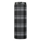 Dunkelgrau und Schwarz Kariert mit Monogrammname Thermosbecher (Rückseite)