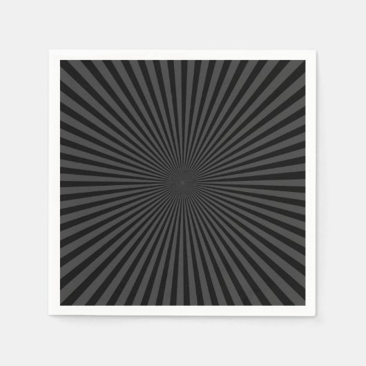 Dunkelgrau und schwarz Retro Sunburst Hintergrund Serviette (Vorderseite)