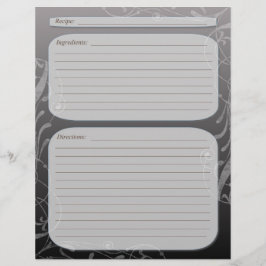 Dunkelgrau verblasste klassische Rezeptseite mit w