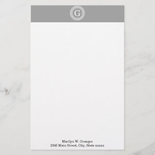 Dunkelgrau, was für ein erstes Monogramm für den g Briefpapier