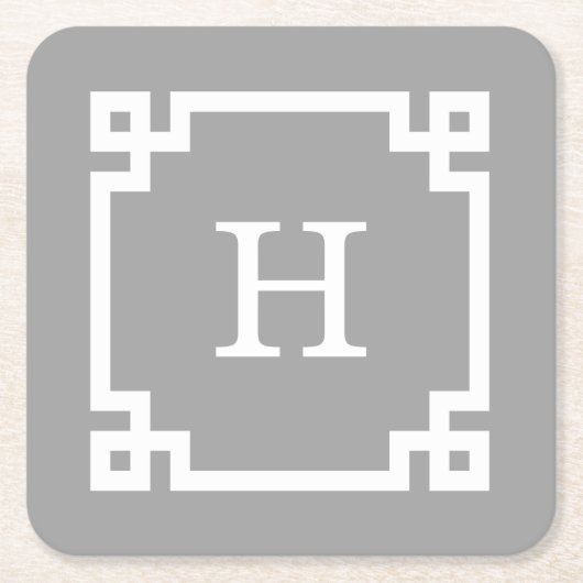 Dunkelgrau, was griechischer Schlüsselrahmen #2 An Rechteckiger Pappuntersetzer (Vorderseite)