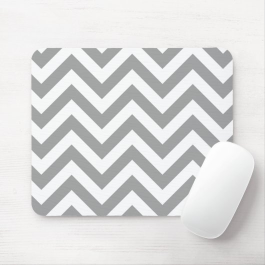 Dunkelgrau Weiß großes Zickzack ZigZag Muster Mousepad (Mit Mouse)