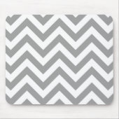 Dunkelgrau Weiß großes Zickzack ZigZag Muster Mousepad (Vorne)