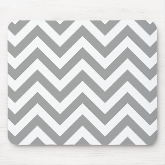 Dunkelgrau Weiß großes Zickzack ZigZag Muster Mousepad (Vorne)