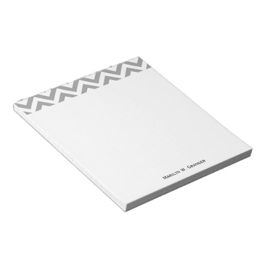 Dunkelgrau Weiß großes Zickzack ZigZag Muster Notizblock (angewinkelt)