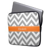 Dunkelgrau Weiß LG Zickzack Pumpkin-Name Monogramm Laptopschutzhülle (Vorderseite Links)