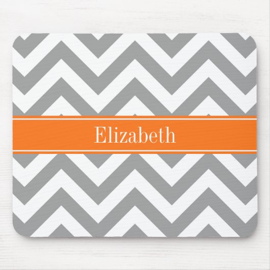Dunkelgrau Weiß LG Zickzack Pumpkin-Name Monogramm Mousepad (Vorne)