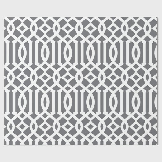 Dunkelgrau-Weiß-Trellis-Muster Geschenkpapier (Flach)