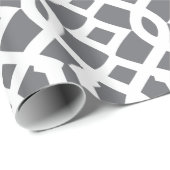 Dunkelgrau-Weiß-Trellis-Muster Geschenkpapier (Rolleneckpunkt)