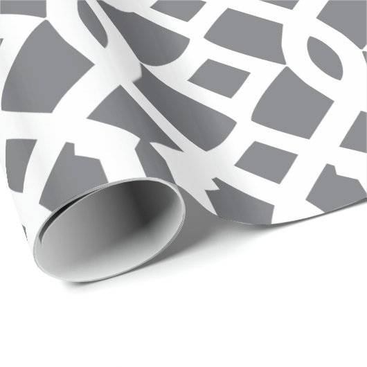 Dunkelgrau-Weiß-Trellis-Muster Geschenkpapier (Rolleneckpunkt)