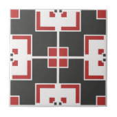 Dunkelgrau Weiß und Rot Moderne geometrische Mosai Fliese (Vorderseite)