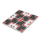 Dunkelgrau Weiß und Rot Moderne geometrische Mosai Fliese (Seite)