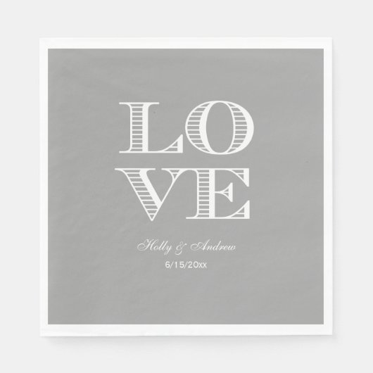 Dunkelgrau, weiße LIEBE Napkins Serviette (Vorderseite)