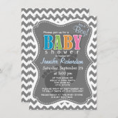 Dunkelgrau Zickzack; Zickzag Einladung (Vorne/Hinten)