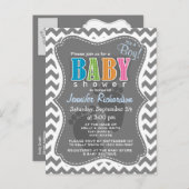 Dunkelgrau Zickzack; Zickzag Einladungspostkarte (Vorne/Hinten)