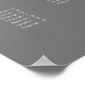 Dunkelgraue Alphabetische Hochzeitstabelle Poster (Ecke)
