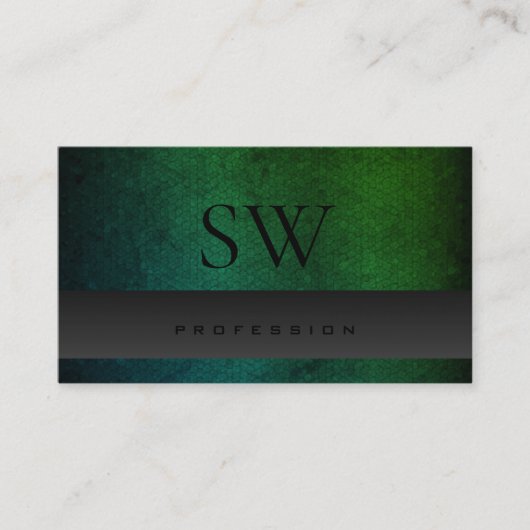 Dunkelgraue Aquamarin grüne Gradientschlange mit I Visitenkarte (Vorderseite)