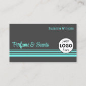 Dunkelgraue Aquamarine Streifen mit Logo Beruflich Visitenkarte (Vorderseite)