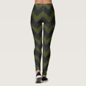 Dunkelgraue Armee grün Vintag Zickzack Leggings (Rückseite)