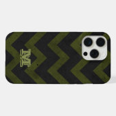 Dunkelgraue Armee grün Vintag Zickzack Monogramm iPhone Hülle (Rückseite (Horizontal))
